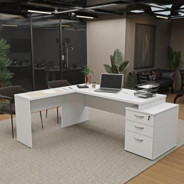 Imagem de Escrivaninha Mesa Escritório em L Diretor 3 Gavetas - Netmobil