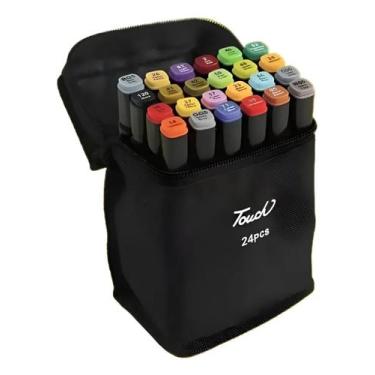 Imagem de Marcador Conjunto Canetas Kit 24 Cores Ponta Dupla Colorir - 2W
