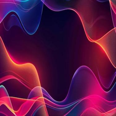 Imagem de Quadro Decorativo com Estampa Wave Colorida e Luz LED Integrada para Decoração Moderna 30x30cm