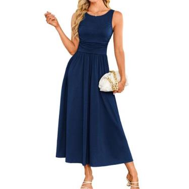 Imagem de Vestido longo GRACE KARIN Summer para mulheres azul marinho S