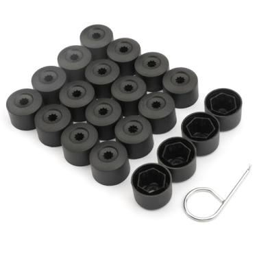 Imagem de LIUZONGIN 20 peças de tampas de porca de roda de 17 mm e 1 peça de ferramenta de remoção de tampas de parafuso de pneu de carro substituição de tampa de parafuso de roda compatível com Volkswagen