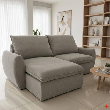 Imagem de Sofá Retrátil e Reclinável 230cm Cúbica Pietro Cinza