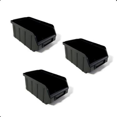 Imagem de Kit 03 Caixas Bin N4 Gaveteiro Organizadora para Estante Guardar Ferra
