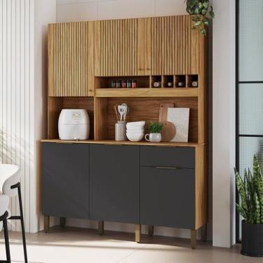 Imagem de Cozinha Compacta 100% Mdf 6 Portas 1 Gaveta e Mini Adega 151,30cm Croá