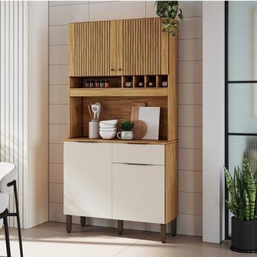 Imagem de Cozinha Compacta 100% Mdf 4 Portas 1 Gaveta e Mini Adega 101,60cm Croá