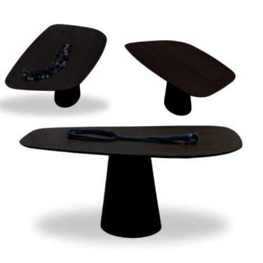 Imagem de Mesa De Jantar Cone Organica Flower 180x100cm Madeira ébano - Modelar 