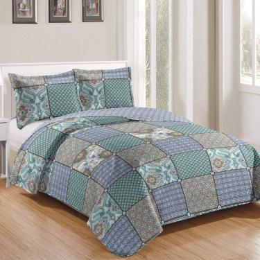 Imagem de Kit Cobre Leito Queen + 2 Porta-travesseiros Patchwork Napoli - 4