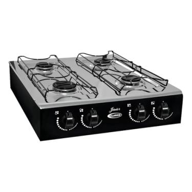 Imagem de Fogão De Mesa Cooktop Júnior 4 Bocas Preto Compacto Prático E Econômico Portátil A Gás 4 Bocas (Inoxliso)