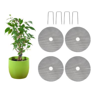 Imagem de 4 grades de vaso de plantas de 15,7 polegadas - painel de malha ajustável com 4 estacas de metal resistentes, protetores de plantas eficazes de animais para jardim ao ar livre, barreira animal durável