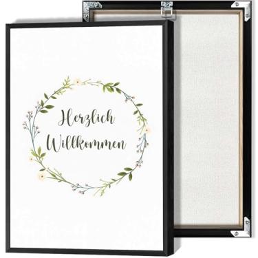Imagem de Nordic Floral Welcome Slogan Funky Canvas Wall Art Fresh And Warm Poster Impressões Modernas para Sala de Estar Quarto Decoração de Parede de Casa 30 x 40 cm Sem Moldura