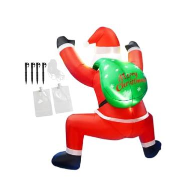 Imagem de UGPLM Decoração de Natal inflável com Papai Noel para pendurar, 180 cm, com sacola de presente para festas, feriados, janelas e jardins.