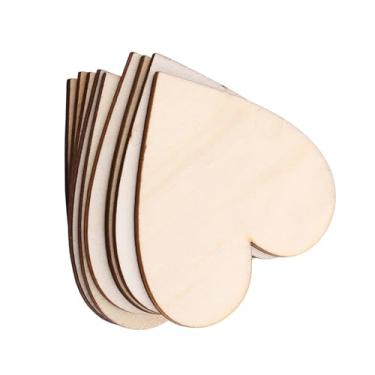 Imagem de Luqeeg Recortes de Madeira Em Formato de Coração para Artesanato, 100 Peças de Formas Decorativas de Coração de Madeira para Projetos de Arte DIY, Ideais para Fazer Cartões e Reservar Sucata (80mm)