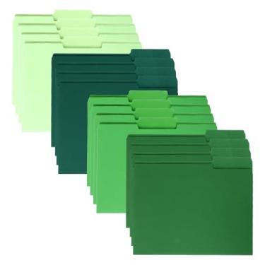 Imagem de Pacote com 24 pastas de arquivo verdes 24 x 29 cm 1/3 de corte de 1/3 pastas de arquivo tamanho carta 4 bolsos de arquivos verdes gradientes coloridos para casa, escritório, material escolar para