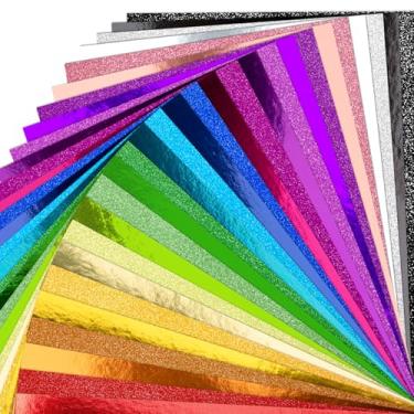 Imagem de 56 folhas de papelão com glitter metálico de 28 cores, 12,7 x 17,8 cm, 250 gsm/41,7 kg, papel brilhante para artesanato, scrapbooking, confecção de cartões, projetos DIY