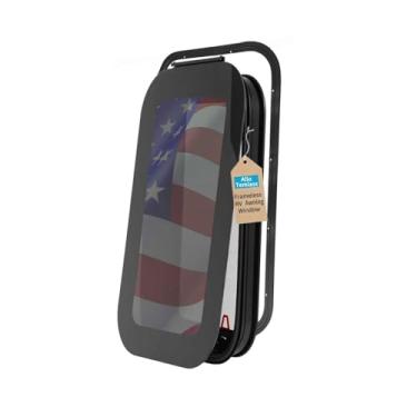 Imagem de AlloTemlass Janela deslizante RV sem moldura de 35.6 cm x 55.9 cm | Vidro temperado matizado aprovado pelo DOT, tela de malha | Serve para paredes de 1-1/2 pol. – 1-7/20.3 cm | Alumínio anodizado