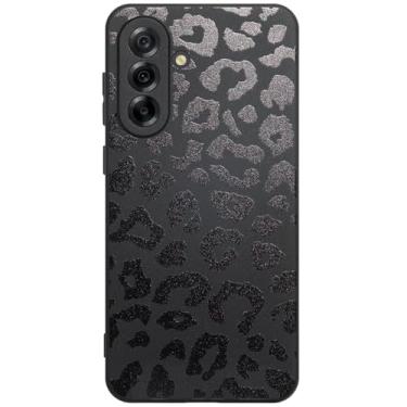 Imagem de MEGANTREE Linda capa de telefone compatível com Samsung Galaxy A36 5G, capas com estampa de arte estética de leopardo, capa preta macia de TPU com acabamento fosco antiimpressão digital à prova de