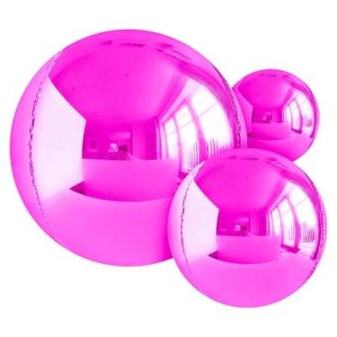 Imagem de 14 balões de alumínio rosa choque balões Mylar 56 cm 38 cm 25 cm rosa choque diferentes tamanhos grande metálico cromado decoração | Balão de hélio 4d de 360 graus