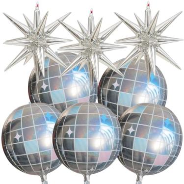 Imagem de Disco Ball Balloons, 8 Pack 4D Disco Balloons with 5 Laser Pink Balloons and 3 Exploding Star, 22 Inch Party Decorations for Birthday and Celebration