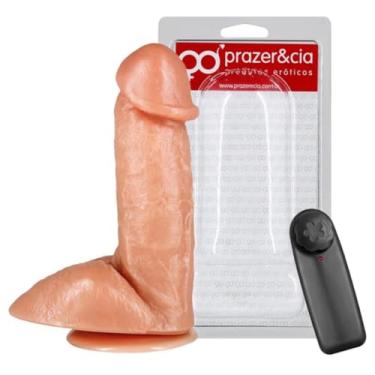 Imagem de Protese Com Vibro Escroto E Ventosa 16 X 4,4Cm Brinquedo Erótico Confortável Pênis com Escroto Realista