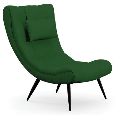 Imagem de Poltrona Decorativa Para Sala De Estar Com Almofada E Pés Palito Lord Veludo Luxo Verde - Ibiza