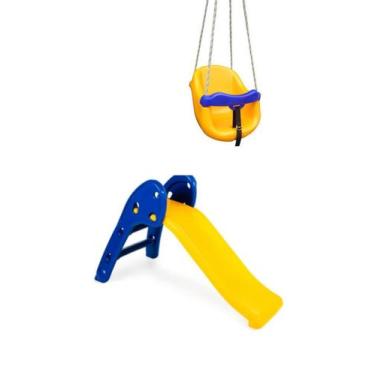 Imagem de Kit Balanço Bebe Amarelo + Escorregador Amarelo - Diversão Kids