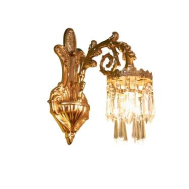 Imagem de Arandela de estilo francês totalmente em cobre - Modelos com uma ou duas lâmpadas para sala de estar, sala de jantar, quarto, corredor e villas de luxo (com uma lâmpada)