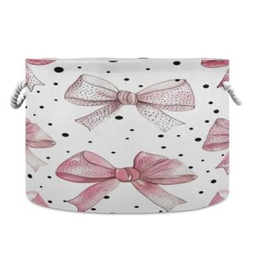 Imagem de SEHANY Cesta de armazenamento redonda grande com alça de corda, cesto de roupa suja de lona para armazenamento de cobertores, cesta de armazenamento infantil para quarto de banho, decoração de