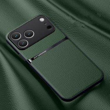Imagem de SFDSUH Capa de couro magnética fosca para iPhone 16e (para iPhone 16e/Verde)