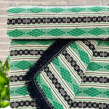 Imagem de Manta Diamante Super King 100% Algodão 260x250 Listra Verde Com Franja Preta