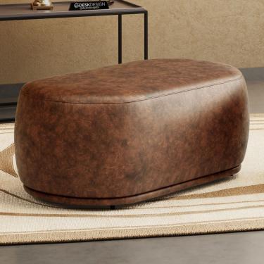 Imagem de Puff Decorativo Orgânico Living Molly 02 Lugares Couríssimo Whisky - Desk Design Cor Whisky