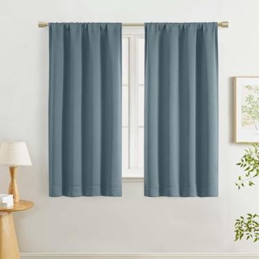 Imagem de Lecloud Cortinas azul pedra para quarto 137 cm de comprimento, 2 peças, cortinas de sala de estar, decoração moderna de casa de fazenda, cortinas de janela com isolamento térmico, cada painel 101,6 cm