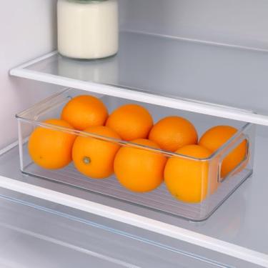 Imagem de Cesta de armazenamento de acrílico com alças – organizador aberto para cosméticos, utensílios de cozinha, mesa, banheiro e geladeira (transparente)