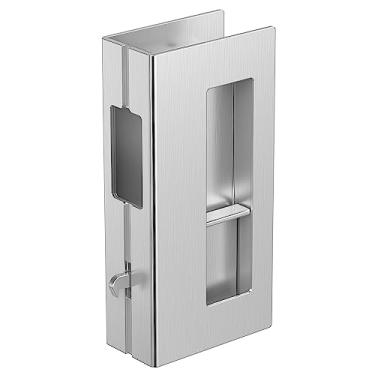 Imagem de Fechadura de porta de bolso de privacidade com puxão, maçaneta de porta deslizante de madeira para porta de 4,5 cm de espessura substitui ferragens de porta de bolso velhas ou danificadas (níquel