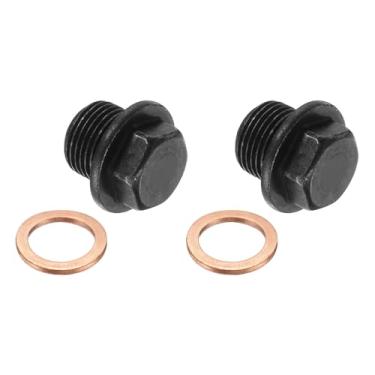 Imagem de PATIKIL M14 x Encaixe de plugue de tubo métrico de 1,5 mm, 2 peças de soquete de cabeça hexagonal externa flange macho conector adaptador de tampa de tubo com arruela de cobre para vedação de óleo gás