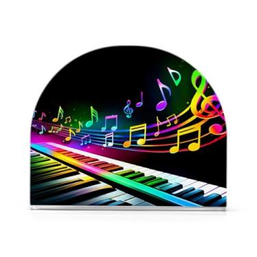 Imagem de Qilmy Notas de piano coloridas porta-guardanapos de acrílico, porta-guardanapos para mesas cozinha restaurante decoração de casa, suporte decorativo moderno para papel de jantar guardanapos de