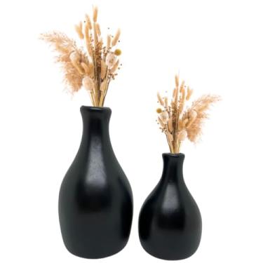 Imagem de Vaso Decorativo De CerâMica — Adequado Para Arranjos Florais, DecoraçãO De Interiores, Salas De Estar E Mesas De Jantar(PRETO)