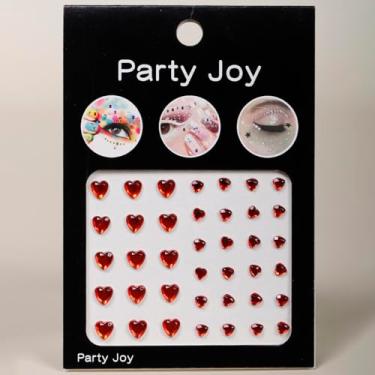 Imagem de Coração com vários grãos tamanho vermelho artificial 3D decoração de rosto presente festival de música faça você mesmo festa baile de máscaras para cabelo olhos rosto tatuagem temporária com decoração