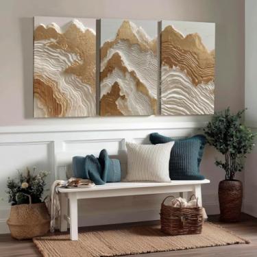 Imagem de Kit 3 Quadros Decorativos Canvas, Arte Para Quarto, Sala, Corredor, Abstrato, 60x90cm