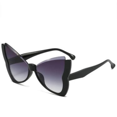 Imagem de Óculos de sol vintage grande com armação borboleta, feminino, moderno, luxuoso, masculino, para atividades ao ar livre, viagem, festa, UV400 (preto, degradê, cinza)