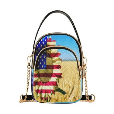 Imagem de CEBUGI Bolsa tiracolo feminina clutch para telefone bolsa de ombro elegante girassol com alça de corrente removível