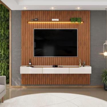 Imagem de Painel P/ Tv Até 65 Polegadas Ripado Autêntico Com Led Montreal Com Ni
