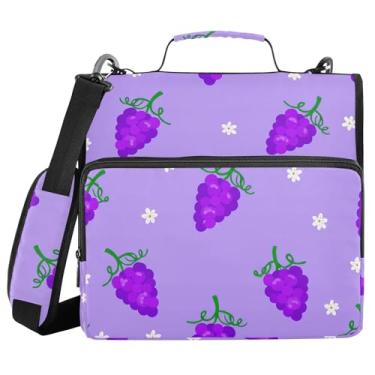 Imagem de Burbuja Pasta de fichário com zíper de uva com 3 anéis com lixa expansível e alça de ombro para laptop de 13 polegadas, vários bolsos para trabalho de escritório