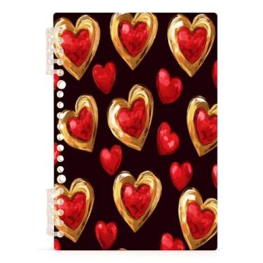 Imagem de Burbuja Caderno Love Hearts, papel pautado universitário A5 com 60 folhas, fichário para escritório, 1 pacote