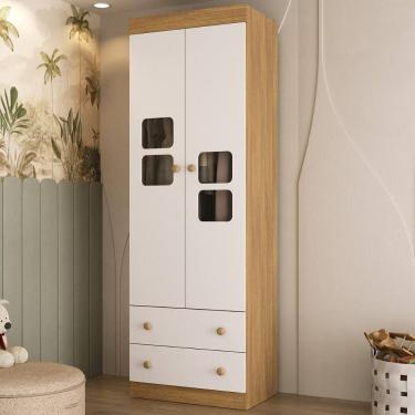 Imagem de Guarda-roupa Infantil 62cm 2 Portas com Vidro e 2 Gavetas Brisa Multimóveis MP4424