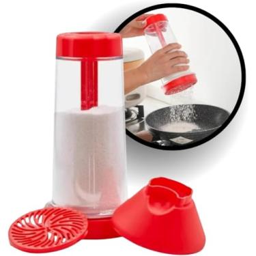 Imagem de Tapioqueira Peneira Polvilhador Manual De Goma Para Tapioca Armazenador Farinha beiju Cozinha Utensílio (VERMELHO)