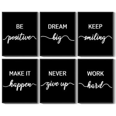 Imagem de KUVIOKE Decoração de parede de escritório inspiradora citações motivacionais emolduradas arte de parede encorajadoras afirmações positivas frases para crianças sala de aula quarto pronto para pendurar