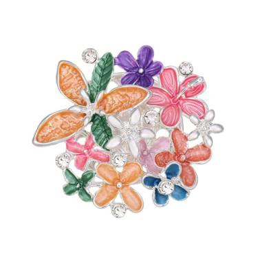 Imagem de lureme Broche floral vazado vintage - broche de lapela de esmalte e strass gota a óleo para mulheres, broche de flor em tom dourado/prata para casaco, chapéu, blazer(br000020), standard, Liga de aço