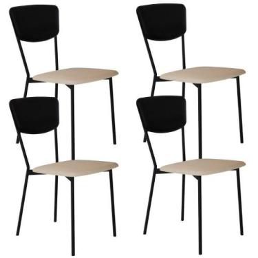 Imagem de Kit 04 Cadeira Para Sala De Jantar Village Preto C01 Linho Areia mater