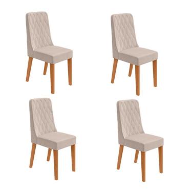Imagem de Conjunto com 4 Cadeiras Luar Bouclé Bege e Amêndoa