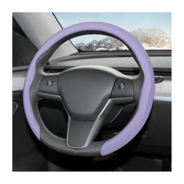 Imagem de FALVFUN Capa de volante de carro, couro napa de 38 cm, antiderrapante, respirável, protetor de volante de veículo, acessórios de decoração de interiores automotivos, universal para caminhão SUV RV